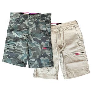 Lot of 2 NEW Levi’s Boys 8 Youth Cargo Shorts NWT Adjustable Khaki Camo MSRP $42